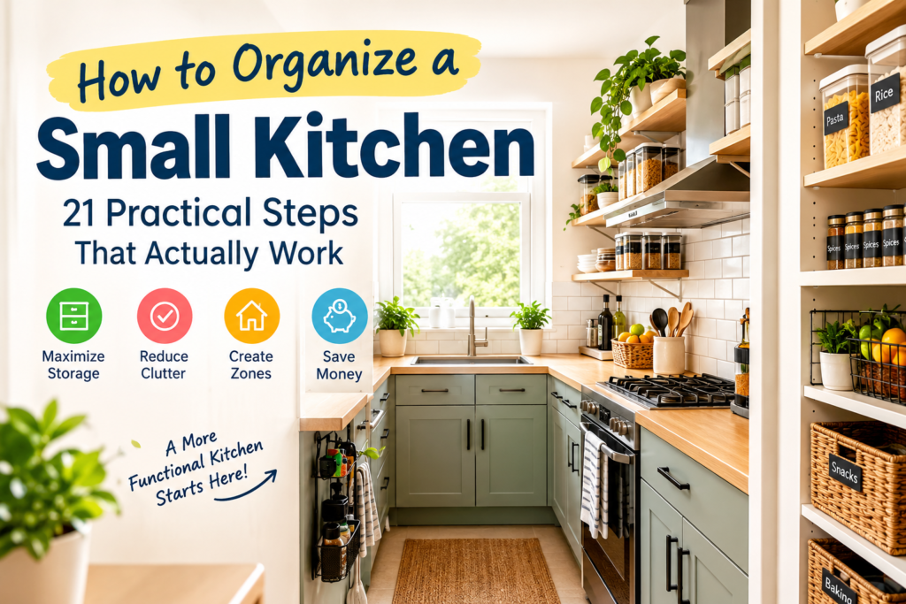How to organize a small kitchen with practical storage and organization solutions