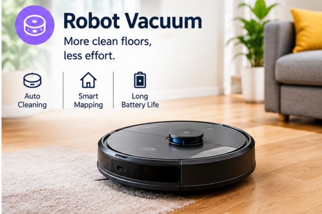 smart robot vacuum cleaning a modern home floor