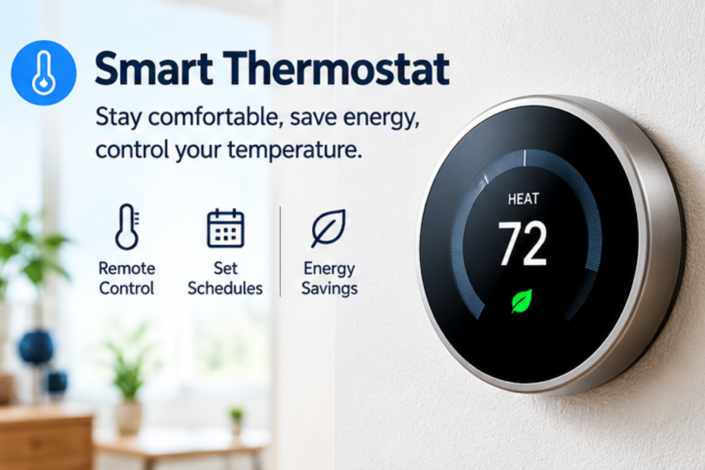 smart thermostat providing connected temperature control in a modern home